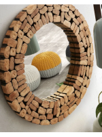 POLLON diam 80 cm specchio con cornice in legno di teak