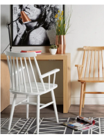 TRESS silla con reposabrazos de madera natural o negra o blanca en estilo rústico rústico