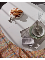 OQUI 120 ou 140 ou 160 cm table ovale à rallonges laqué blanc
