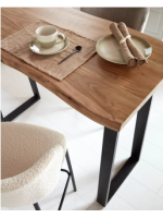 APORT high table in solid natural acacia wood and black metal legs home furnishing design