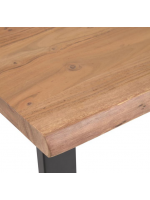APORT tavolo alto in legno massello di acacia naturale e gambe in metallo nero arredo casa design