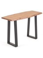 APORT console en bois d'acacia naturel massif et pieds en métal noir