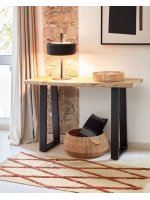 APORT consolle in legno massello di acacia naturale e gambe in metallo nero arredo casa design