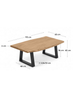 APORT tavolino in legno massello di acacia naturale e gambe in metallo nero arredo casa design