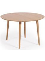 ASPI table ronde diam 120 extensible en placage de chêne et pieds en bois massif