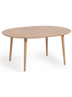 ASPI runder Durchmesser 120 ausziehbare Platte aus Eichenfurnier und Tischbeine aus Massivholz