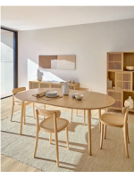 ASPI round diam 120 extendable top in oak veneer and legs in solid wood table