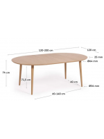 ASPI round diam 120 extendable top in oak veneer and legs in solid wood table