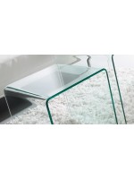 BURANO set 2 tavolini estraibili in vetro cristallo temperato trasparente