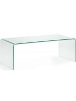 BURANO Mesa de centro rectangular de cristal templado transparente 110x50