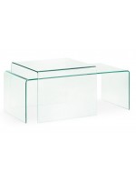 BURANO 110x50 transparent tempered glass rectangular coffee table