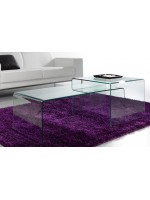 BURANO 110x50 transparent tempered glass rectangular coffee table