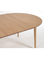 ASPI 120 o 140 o 160 cm Mesa ovalada extensible de chapa de roble y patas de madera maciza