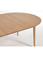 ASPI 120 o 140 o 160 cm ovale allungabile piano impiallacciato rovere e gambe in legno massello tavolo