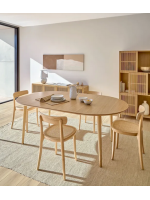 ASPI 120 or 140 or 160 cm oval extendable top in oak veneer and legs in solid wood table