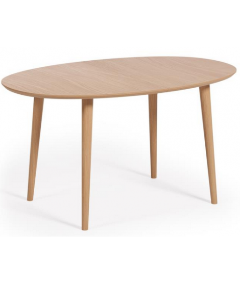 ASPI 120 oder 140 oder 160 cm ovale ausziehbare Tischplatte aus Eichenfurnier und Tischbeine aus Massivholz