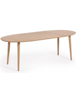 ASPI 120 or 140 or 160 cm oval extendable top in oak veneer and legs in solid wood table