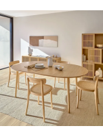 ASPI 120 oder 140 oder 160 cm ovale ausziehbare Tischplatte aus Eichenfurnier und Tischbeine aus Massivholz