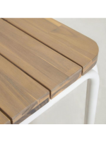 BATAM 100x60 cm tavolino in legno massello di acacia con gambe in acciaio bianco