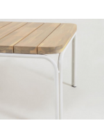 BATAM Table basse en bois d'acacia massif 100x60 cm avec pieds en acier blanc