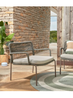 BATAM color a elegir de sillón en cuerda con cojín incluido y en metal para terrazas jardín interior y exterior