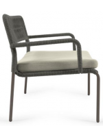 BATAM choix de couleur du fauteuil en corde avec coussin inclus et en métal pour les terrasses de jardin