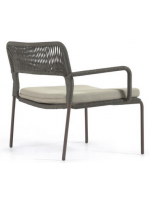 BATAM color a elegir de sillón en cuerda con cojín incluido y en metal para terrazas jardín interior y exterior