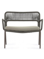 BATAM color choice of armchair in rope with cushion included and in metal for indoor and outdoor garden terraces