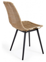 ACQUAL Chaise en rotin naturel et structure en aluminium noir pour une utilisation extérieure ou intérieure