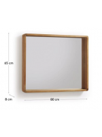 OBI 80x65 Miroir avec cadre en bois de teck adapté à la maison ou la salle de bain pour contract