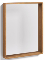 OBI mirror 80x65 with teak wood frame suitable for home or contract bathroom