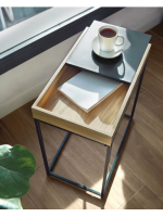 NUMA table basse en chêne et métal avec plateau coulissant