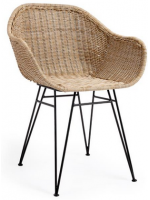 CAROLA Rotin naturel et armature métallique fauteuil avec accoudoirs