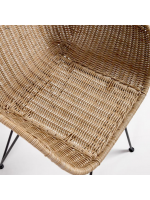 CAROLA Rotin naturel et armature métallique fauteuil avec accoudoirs