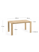 KTOR table fixe 160x90 ou 200x100 ou 240x110 cm tout en teck massif pour usage intérieur ou extérieur