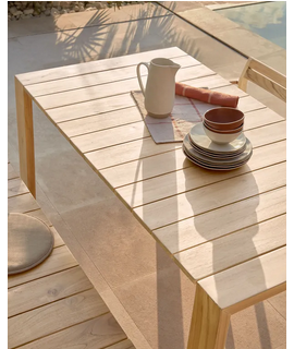 KTOR table fixe 160x90 ou 200x100 ou 240x110 cm tout en teck massif pour usage intérieur ou extérieur