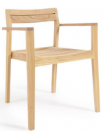 ASTAR stackable armchair chair with armrests in solid teak wood for outdoor gardens and terraces