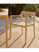 ASTAR fauteuil chaise empilable avec accoudoirs en bois de teck massif pour jardins extérieurs et terrasses