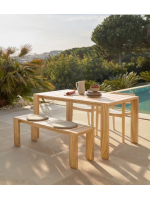 ASTAR stackable armchair chair with armrests in solid teak wood for outdoor gardens and terraces