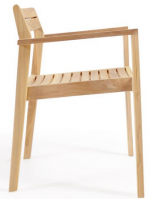 ASTAR stackable armchair chair with armrests in solid teak wood for outdoor gardens and terraces