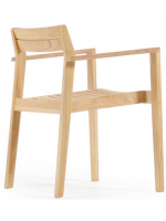 ASTAR fauteuil chaise empilable avec accoudoirs en bois de teck massif pour jardins extérieurs et terrasses