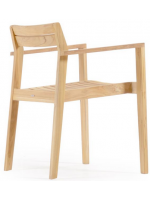 ASTAR stackable armchair chair with armrests in solid teak wood for outdoor gardens and terraces