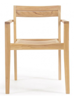 ASTAR fauteuil chaise empilable avec accoudoirs en bois de teck massif pour jardins extérieurs et terrasses