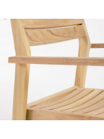 ASTAR stackable armchair chair with armrests in solid teak wood for outdoor gardens and terraces