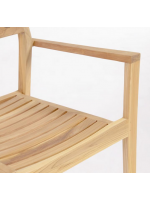 ASTAR fauteuil chaise empilable avec accoudoirs en bois de teck massif pour jardins extérieurs et terrasses