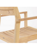 ASTAR fauteuil chaise empilable avec accoudoirs en bois de teck massif pour jardins extérieurs et terrasses