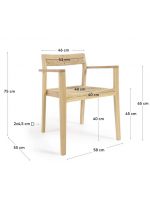 ASTAR fauteuil chaise empilable avec accoudoirs en bois de teck massif pour jardins extérieurs et terrasses