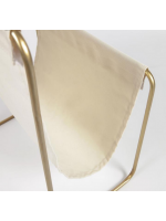 CORA Porte-revues en métal doré et tissu beige amovible