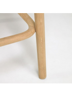 ANTIA Sitzhocker H 65 cm aus massivem Eichenholz mit Rattan-Rückenlehne und Sitzfläche aus wasserabweisendem Stoff