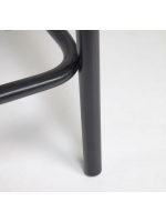MORGAN sgabello seduta h 65 cm in legno massello di rovere nero schianale in rattan e seduta in tessuto idrorepellente